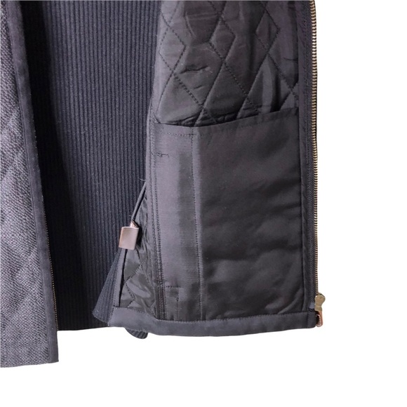 J McLaughlin Bennet Tweed Quilted Vest Ribbed Knit Back Black Size XS - Picture 9 of 11